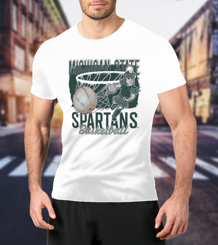 Michigan State Spartans Basketball Swoosh Net T-Shirt