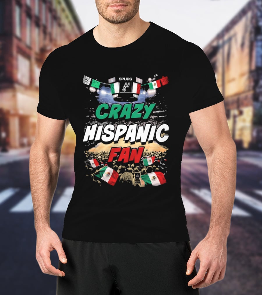 Splurs Crazy Hispanic Fan Mexican Flag Fists Flags T-Shirt