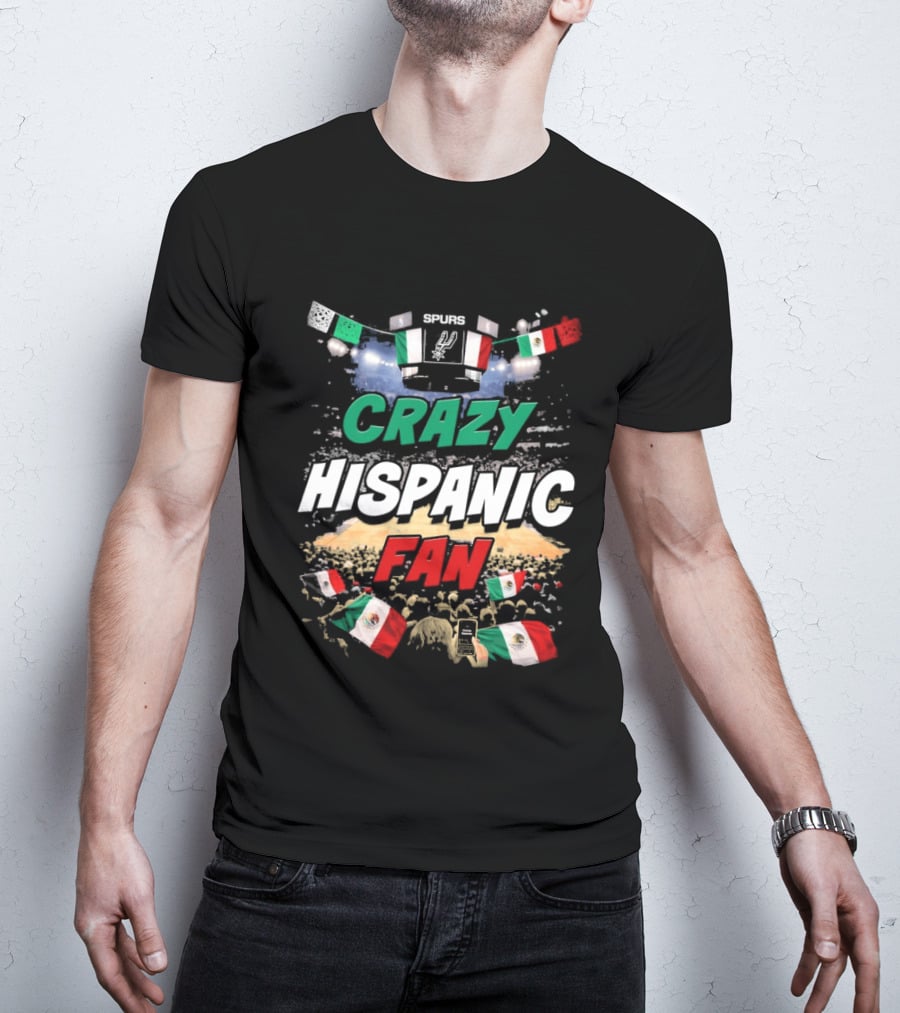 Splurs Crazy Hispanic Fan Mexican Flag Fists Flags T-Shirt