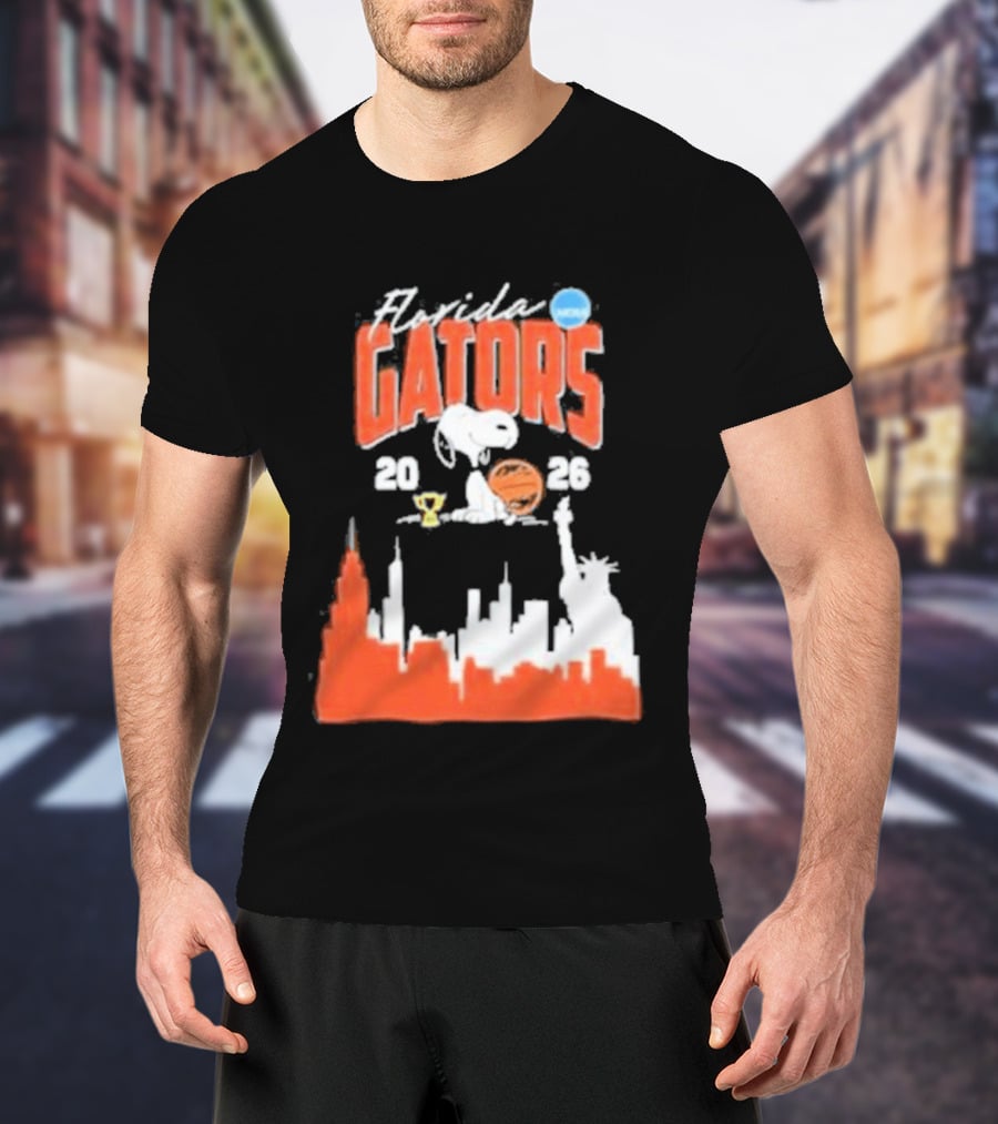 Florida Gators Snoopy Basketball 2026 NYC Skyline T-Shirt