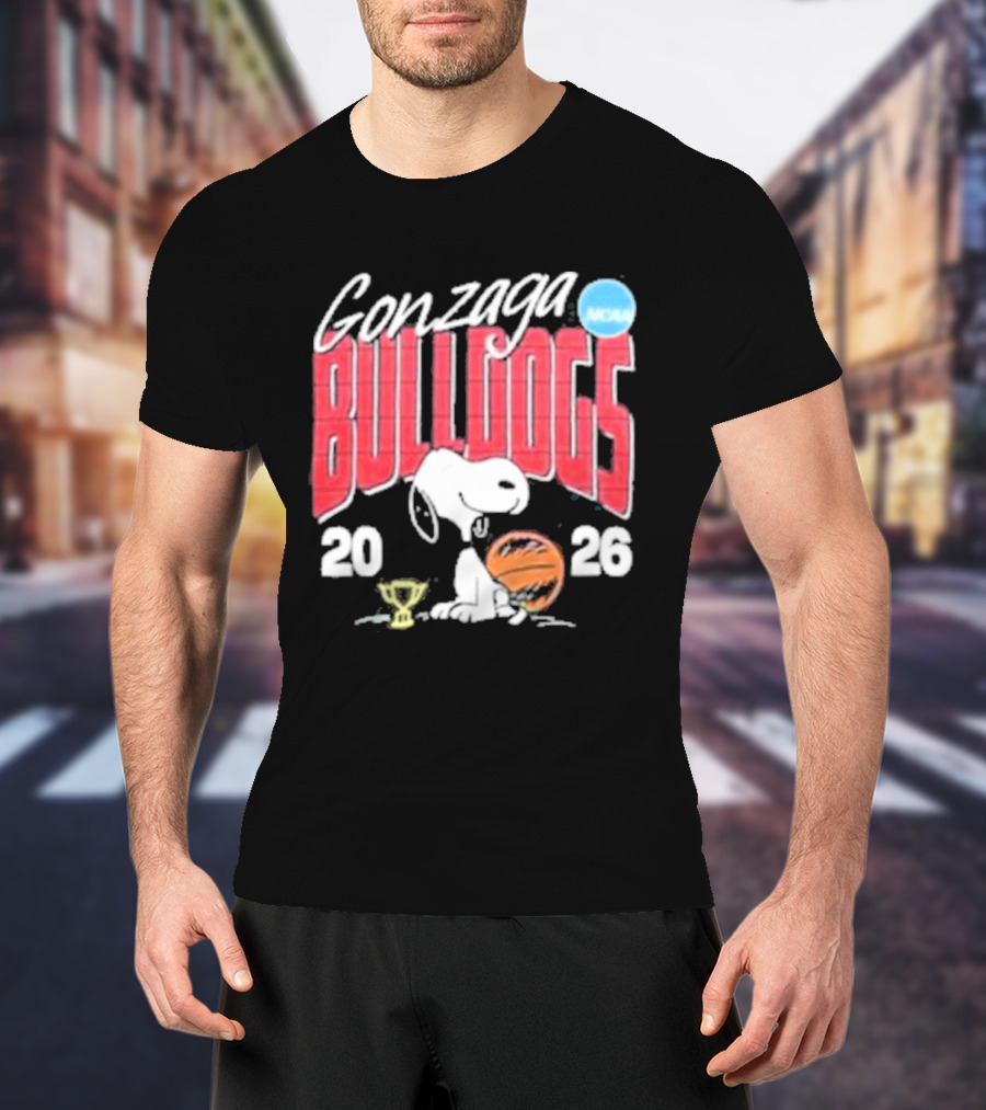 Gonzaga Bulldogs Snoopy NCAA Tournament 2026 Basketball Trophy T-Shirt