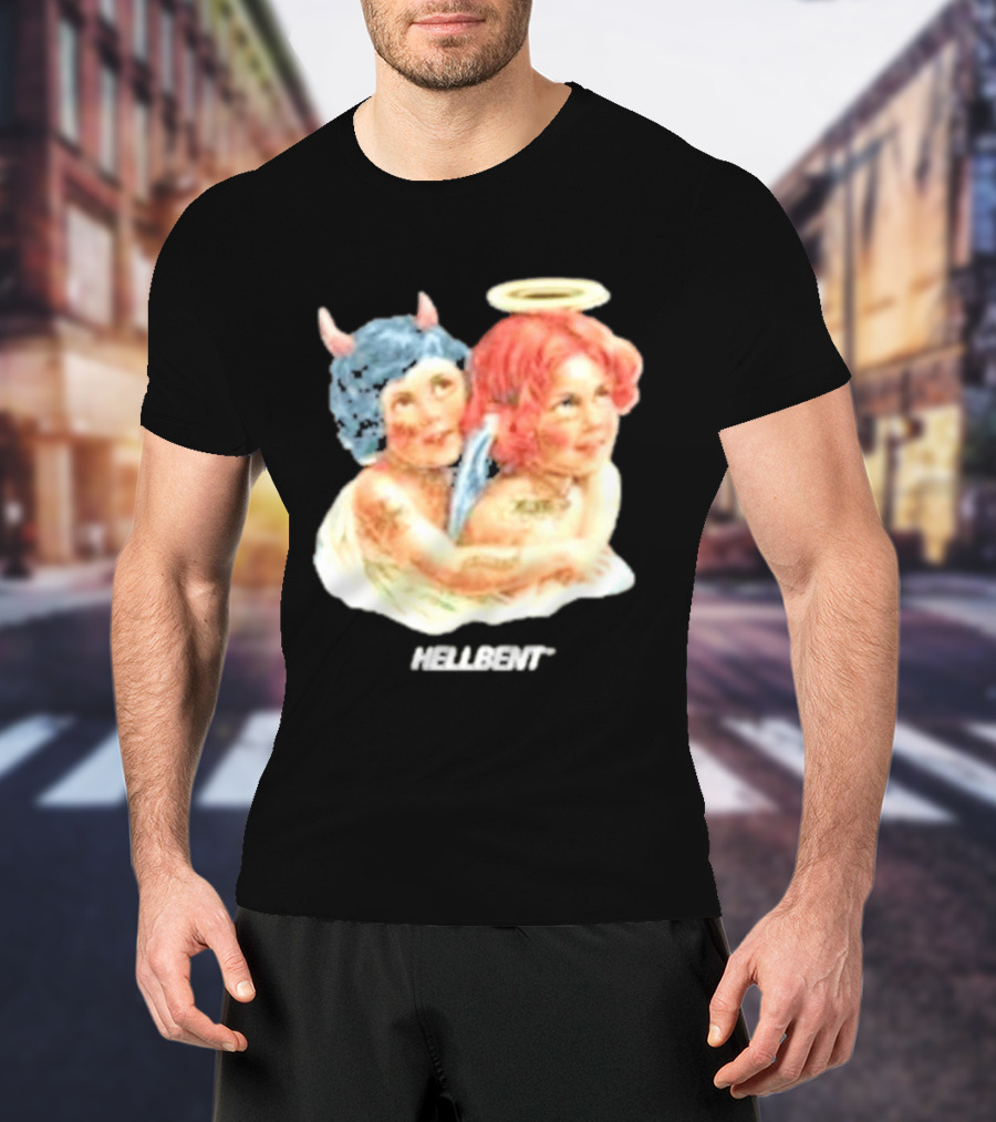 Hellbentrecs Saints Sinners Cherubs With Halo And Horns T-Shirt
