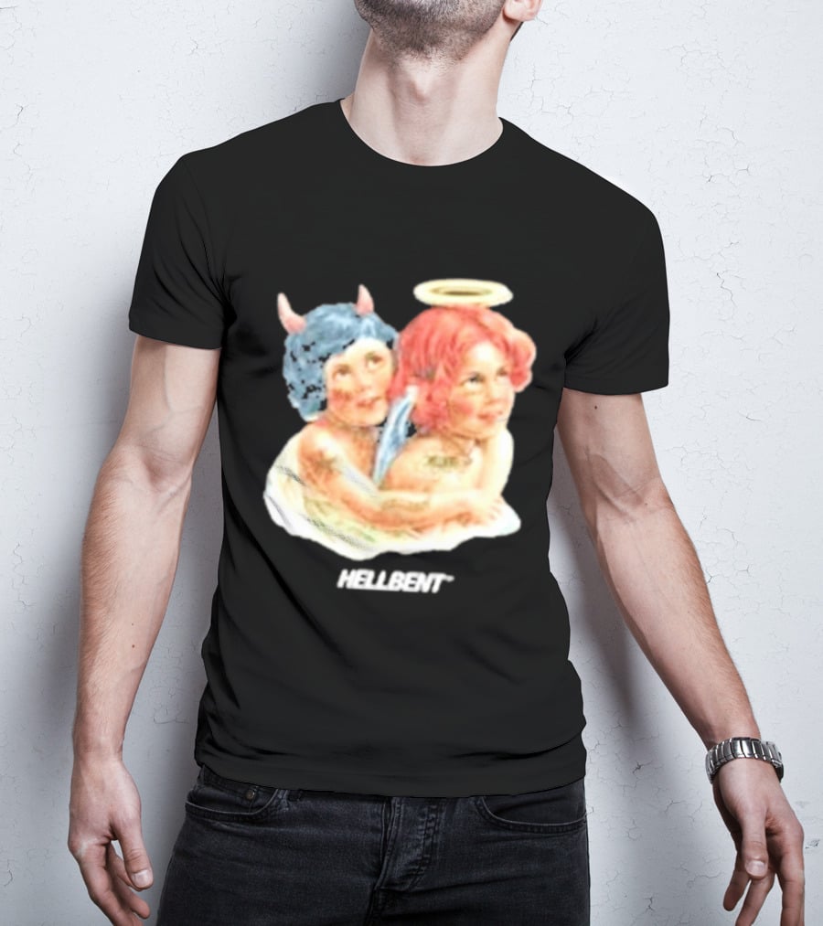 Hellbentrecs Saints Sinners Cherubs With Halo And Horns T-Shirt