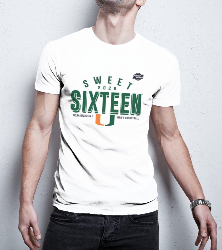 Sweet Sixteen 2026 Miami Hurricanes NCAA Division I Men's Basketball T-Shirt