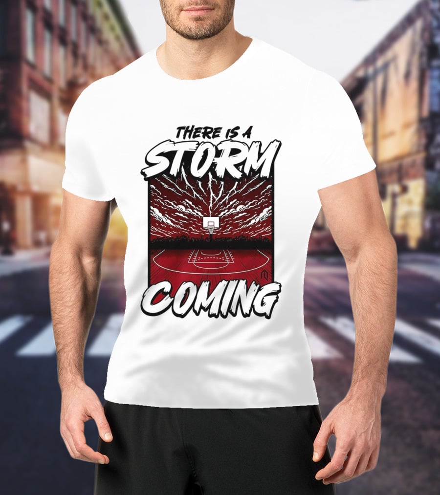 There Is A Storm Coming Basketball Court Thunderstorm Sky T-Shirt