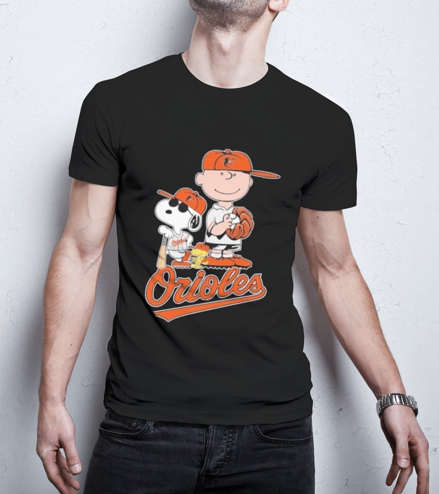 2026 Snoopy Charlie Brown Peanuts Baseball Orioles T-Shirt