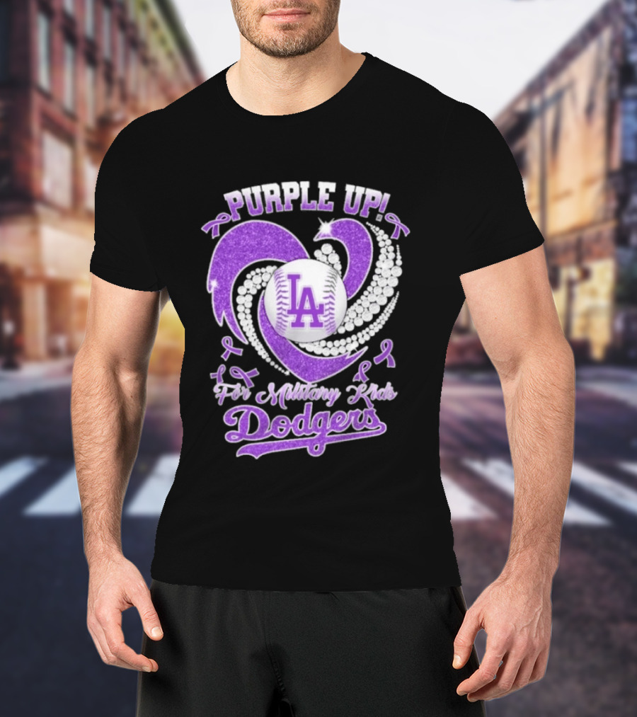 Purple Up Heart LA For Military Kids Dodgers T-Shirt