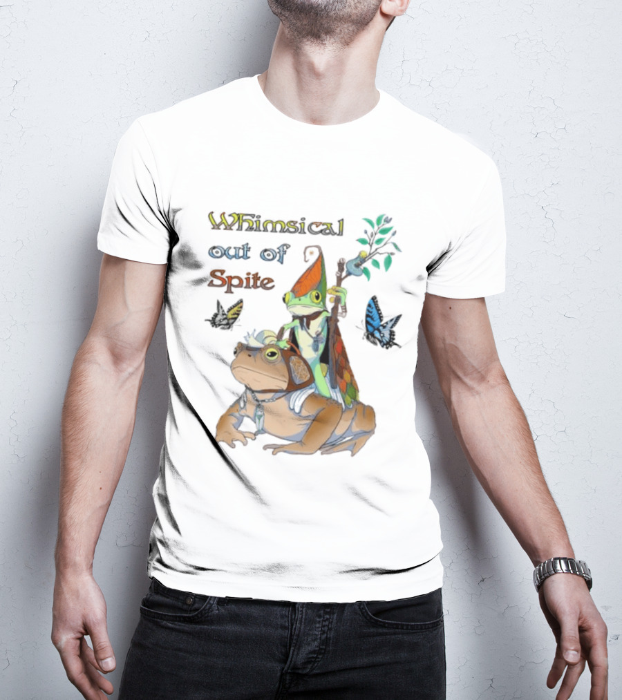 Whimsical Frog Out Of Spite With Butterflies And Chameleon T-Shirt
