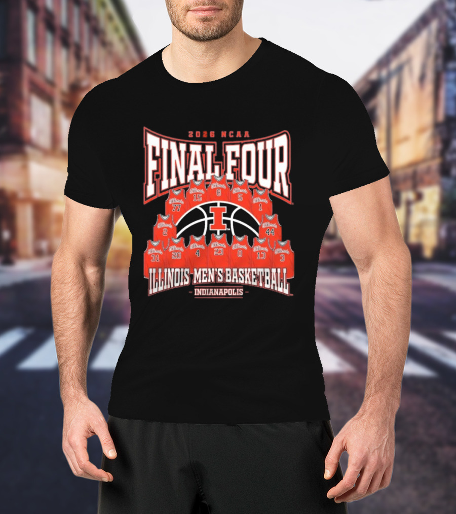 2026 NCAA Final Four Illinois Men's Basketball Indianapolis Roster T-Shirt