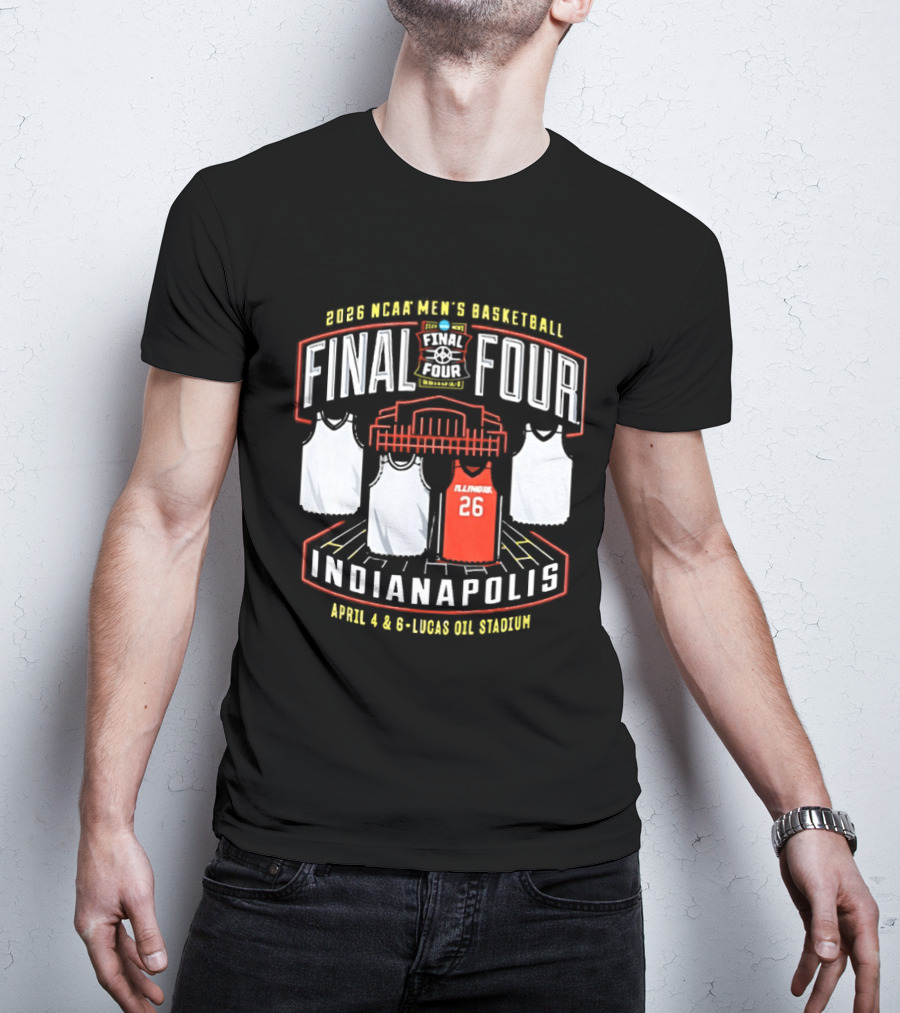 Illinois Fighting Illini NCAA Men's Basketball 2026 Final Four Indianapolis April 4 And 6 Lucas Oil Stadium T-Shirt