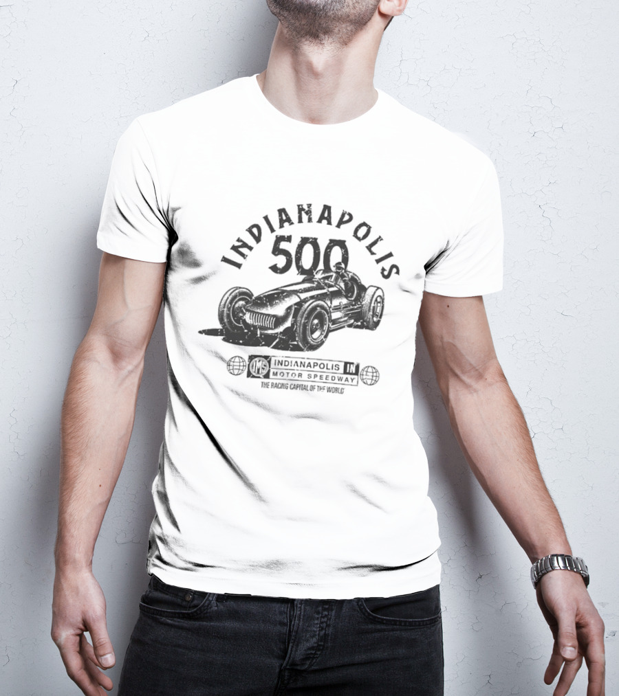 Indianapolis 500 Motor Speedway Racing Capital Of The World Vintage Car T-Shirt