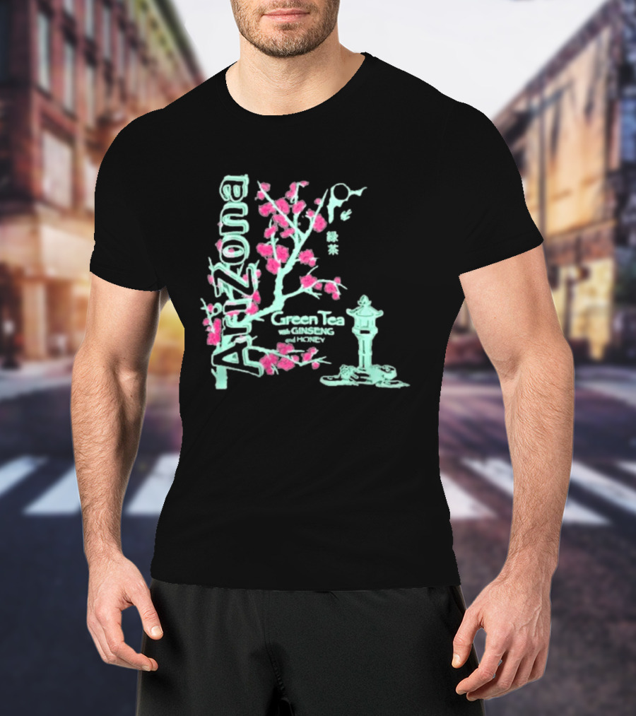 Arizona Beverages Green Tea With Ginseng Cherry Blossom Lantern Scene T-Shirt