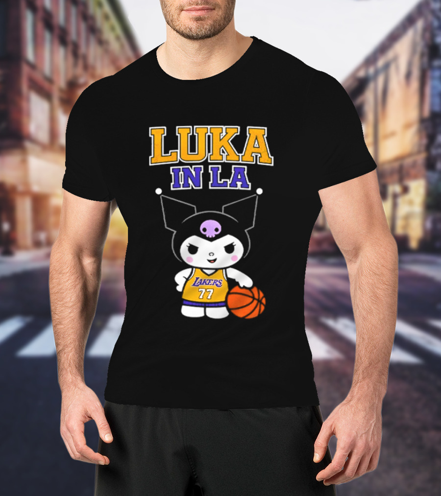 Kuromi Lakers Luka In LA #77 Basketball T-Shirt