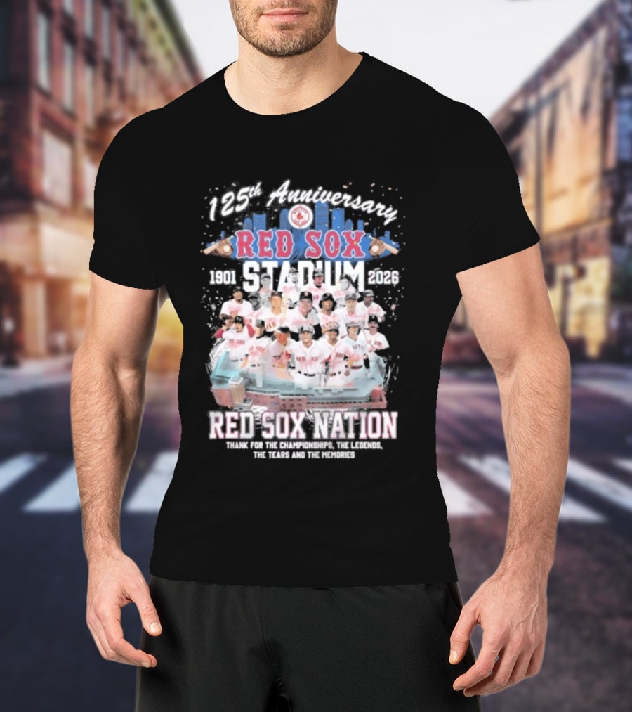 Boston Red Sox 125th Anniversary 1901 2026 Team Tribute Red Sox Nation Fenway Park Baseball T-Shirt