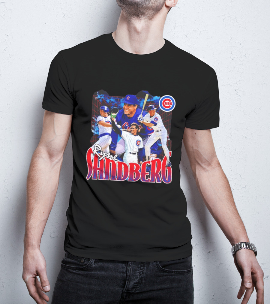 Ryne Sandberg Chicago Cubs MLB Player Collage T-Shirt