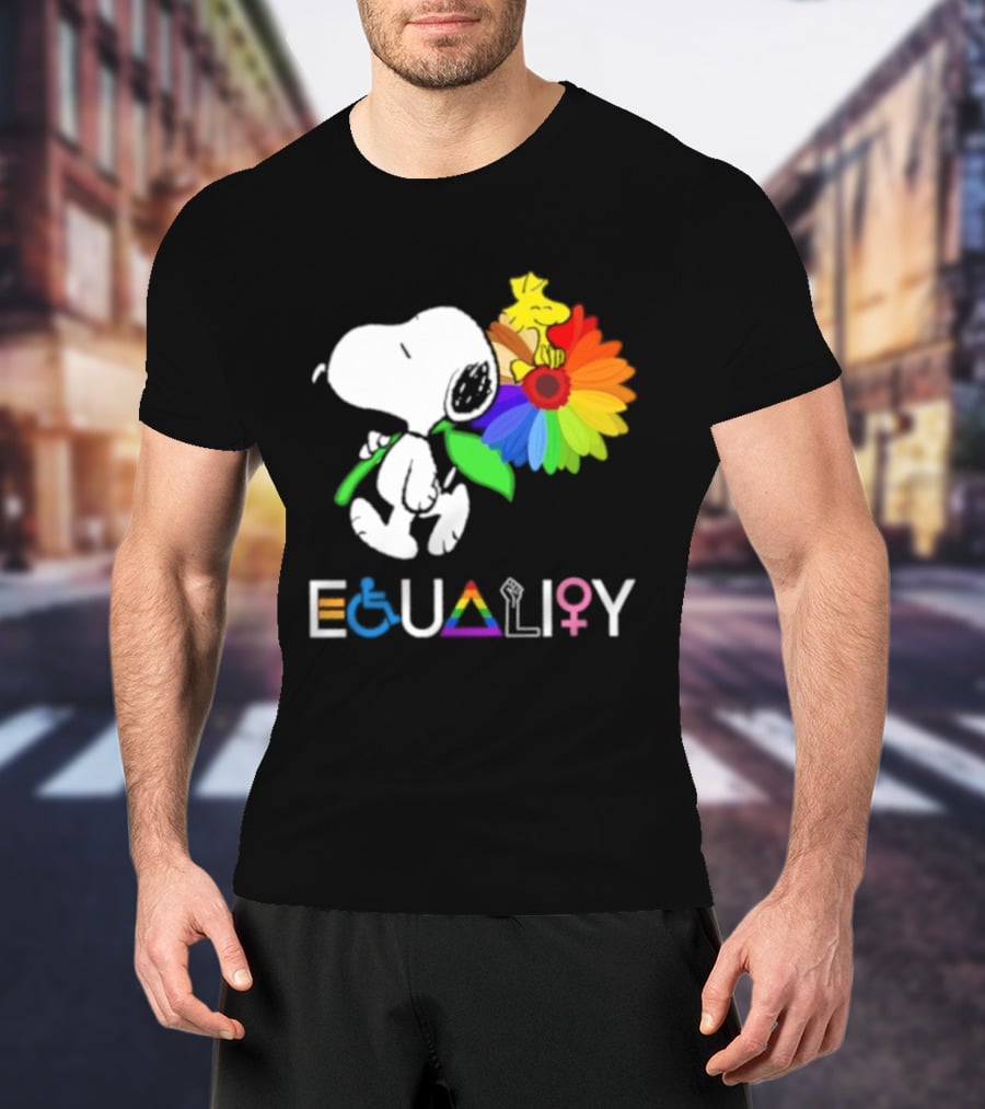 Snoopy Flower Equality Rainbow LGBTQ+ Inclusivity T-Shirt