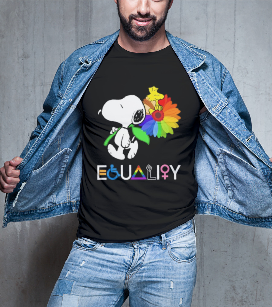 Snoopy Flower Equality Rainbow LGBTQ+ Inclusivity T-Shirt