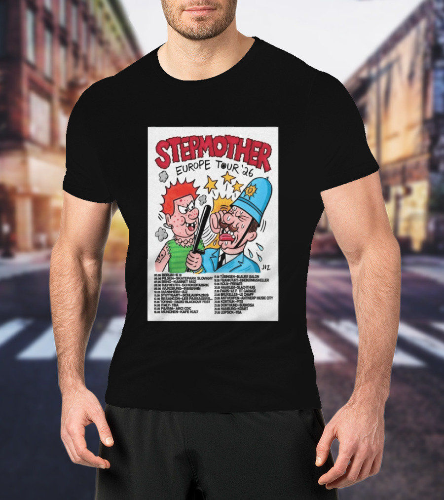 Stepmother Europe Tour 2026 Cartoon Punk Rock Dates And Locations T-Shirt