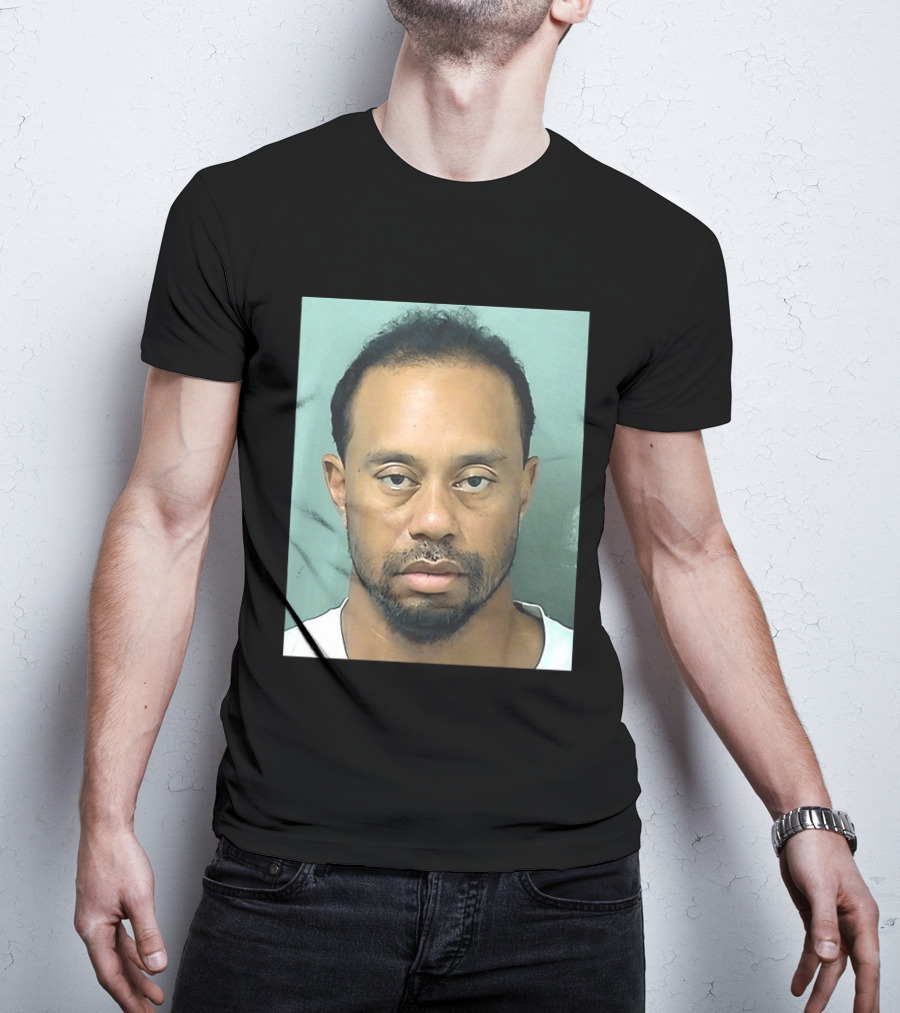 Tiger Woods Shot Palm Beach County Booking Photo T-Shirt