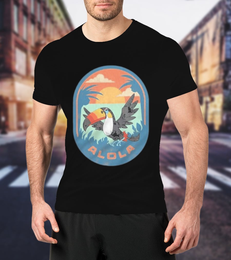 Alola Pokémon Toucan Tropical Sunset Scene T-Shirt
