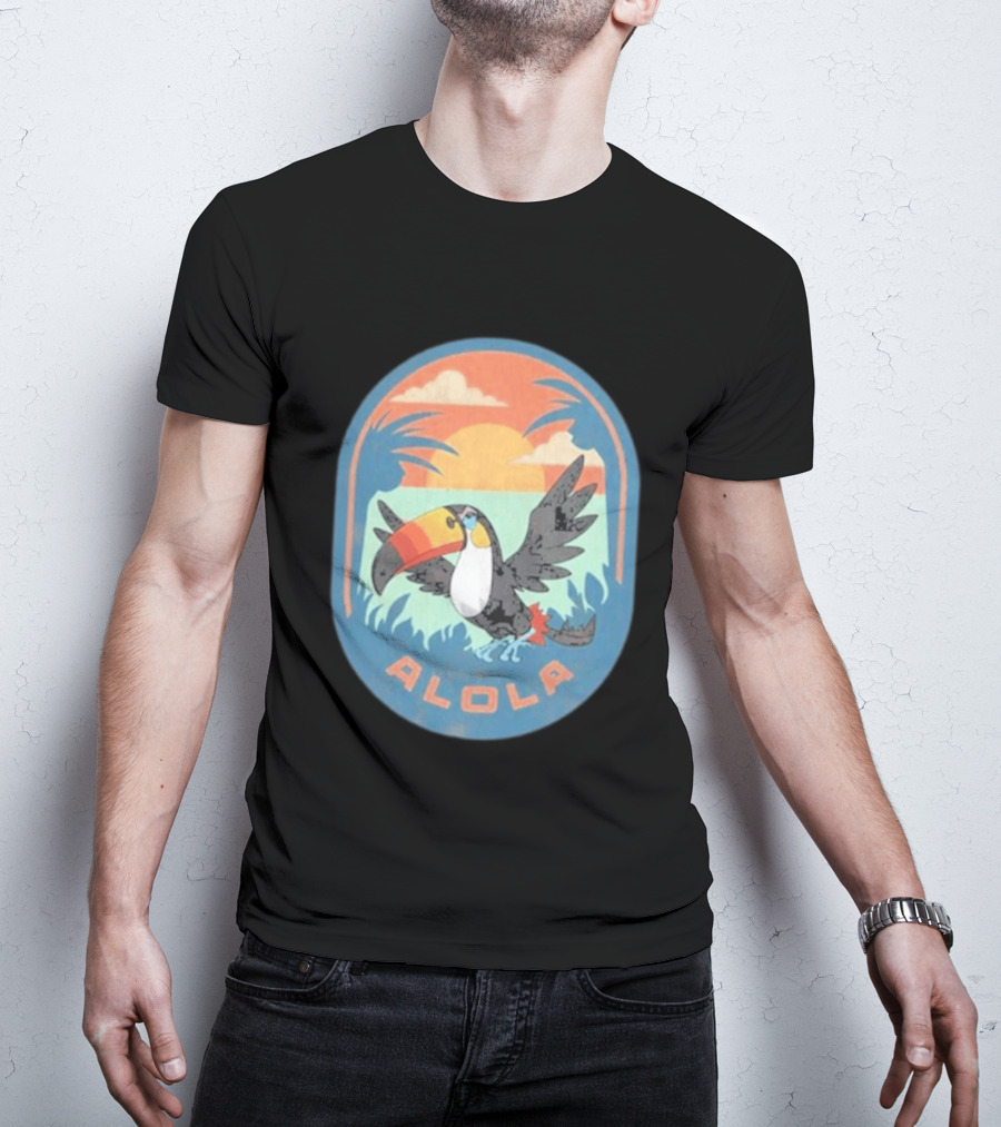 Alola Pokémon Toucan Tropical Sunset Scene T-Shirt