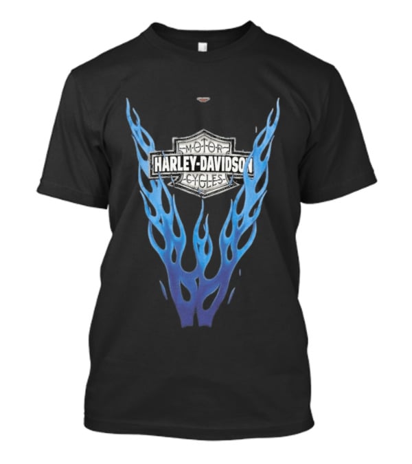 Harley Davidson Motorcycles Blue Flames T-Shirt
