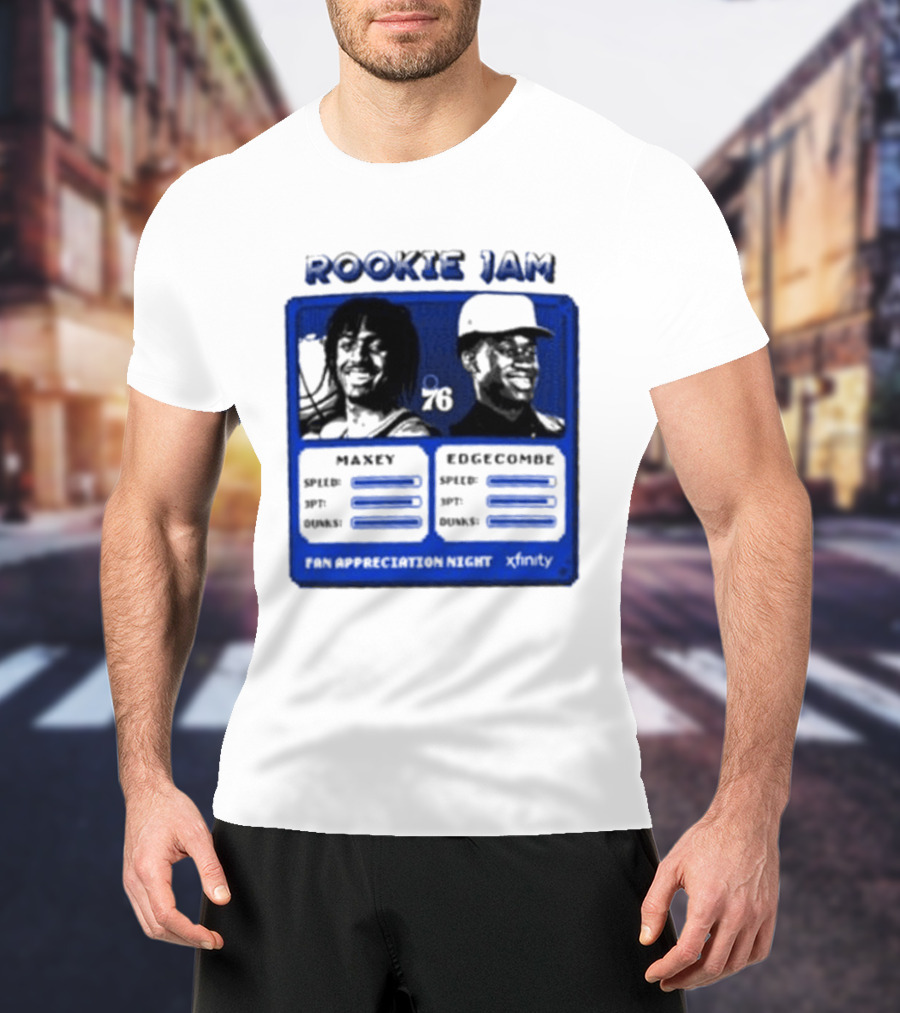 Rookie Jam Philadelphia 76ers Maxey Edgecombe Stats Display T-Shirt