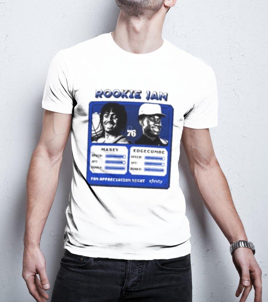 Rookie Jam Philadelphia 76ers Maxey Edgecombe Stats Display T-Shirt
