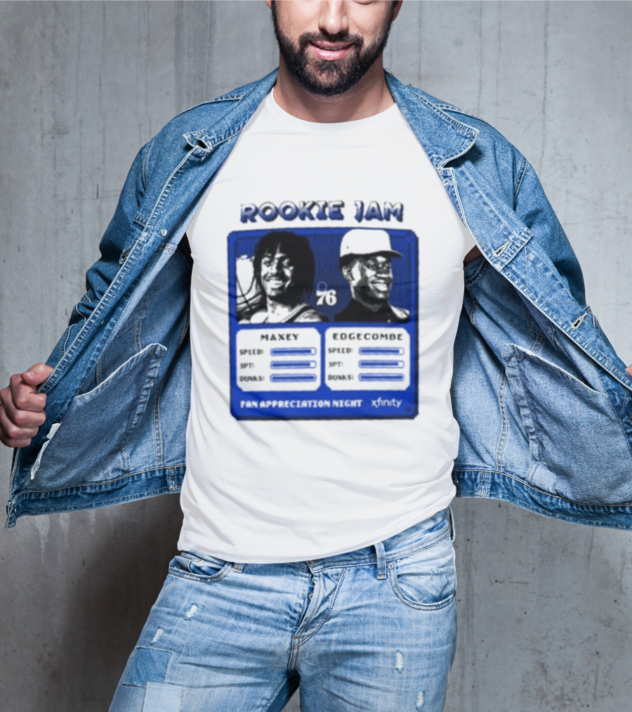 Rookie Jam Philadelphia 76ers Maxey Edgecombe Stats Display T-Shirt
