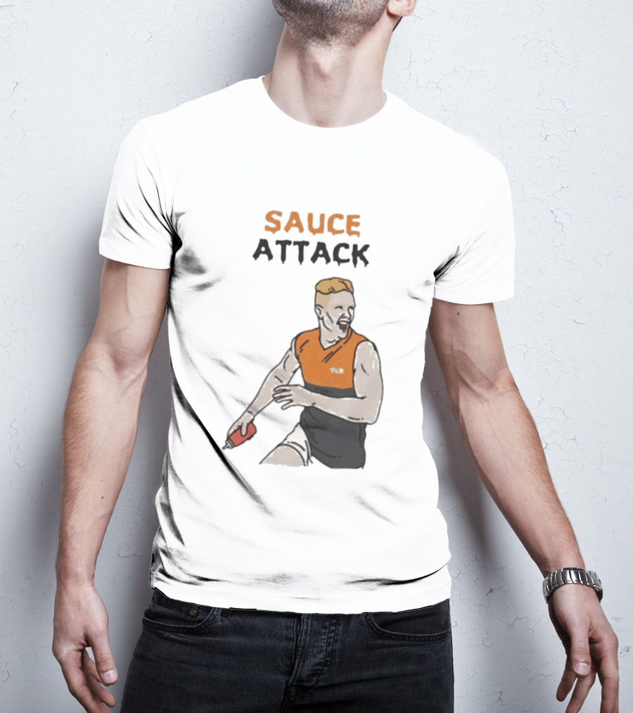 Sauce Attack Giants Edition Australian Rules Football Fan T-Shirt