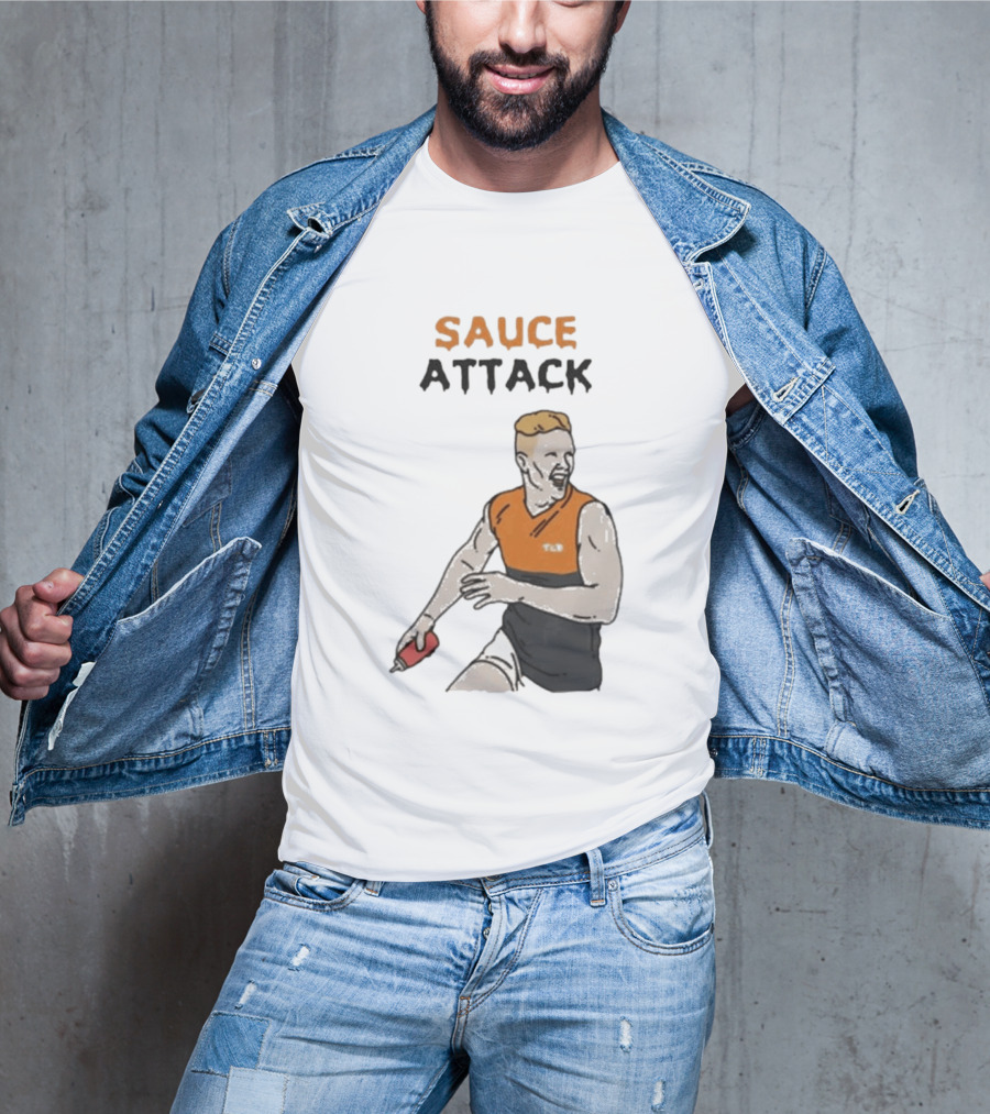 Sauce Attack Giants Edition Australian Rules Football Fan T-Shirt
