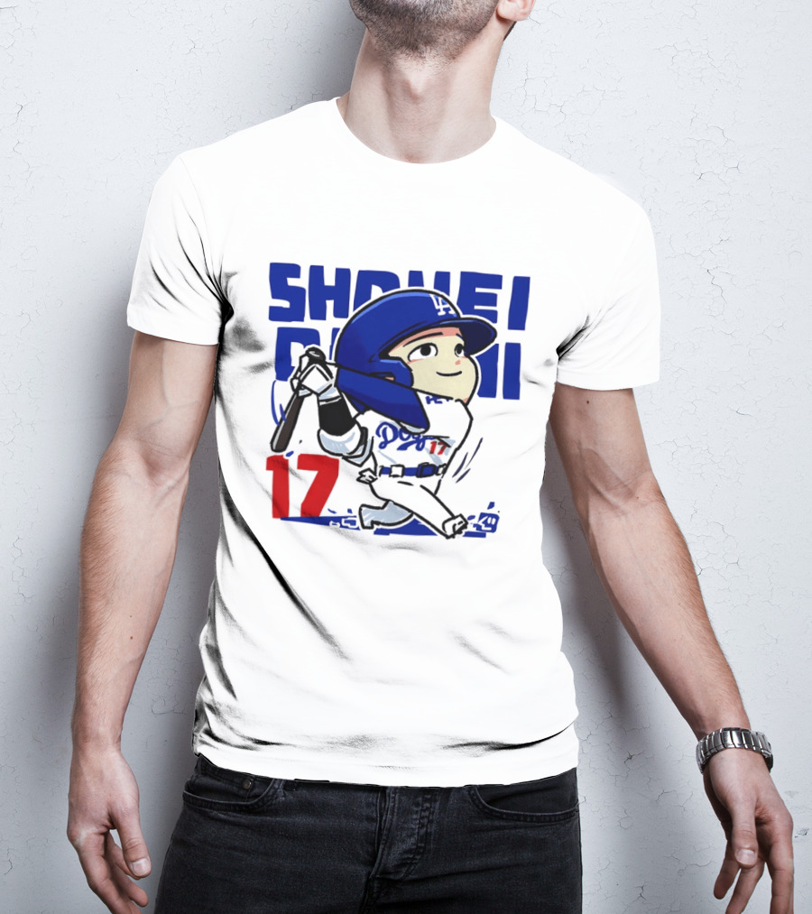 Shohei Ohtani Los Angeles Dodgers Cartoon Major League Baseball Number 17 T-Shirt