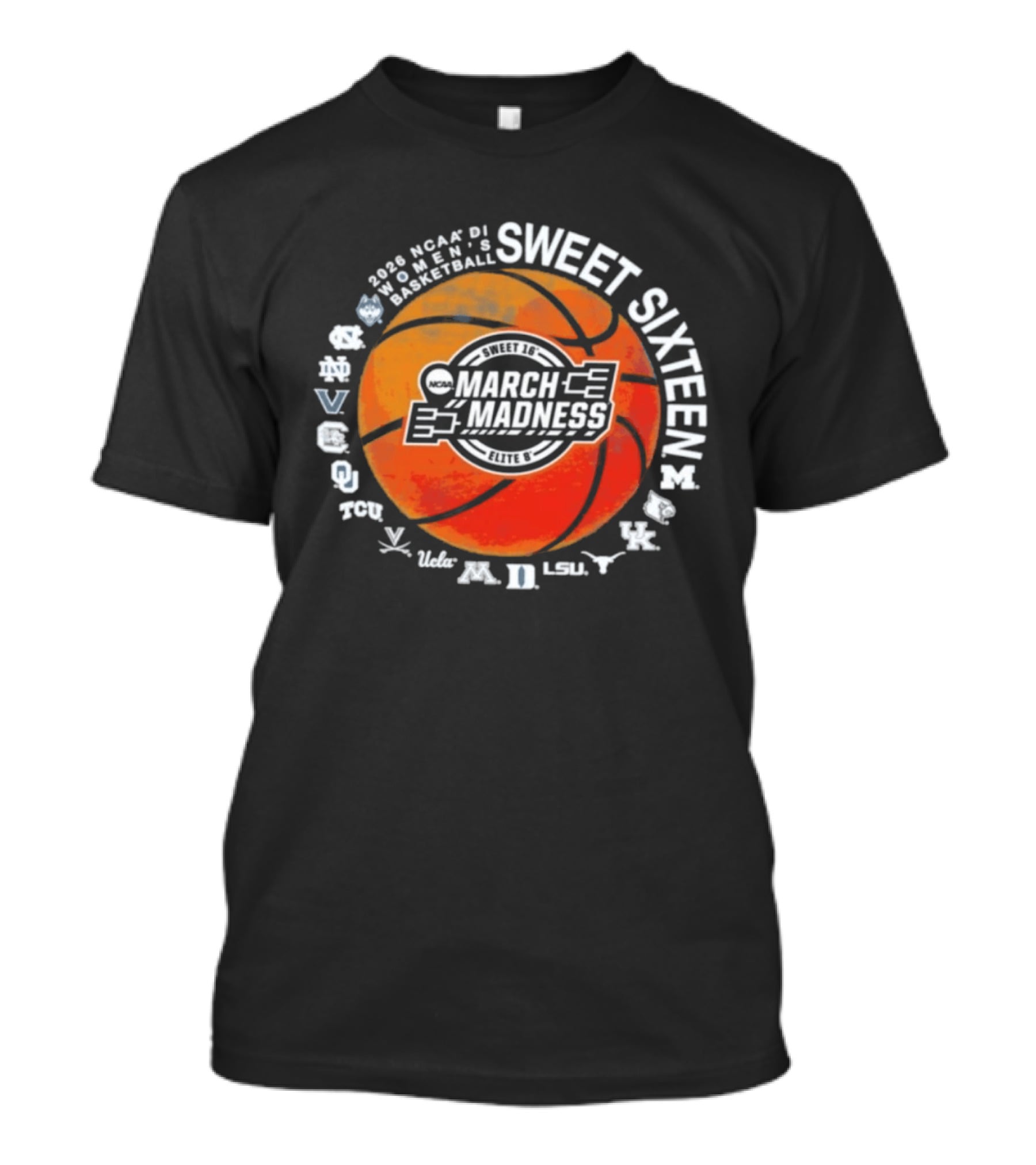 2026 NCAA DI Women's Basketball March Madness Sweet Sixteen Tournament Teams T-Shirt