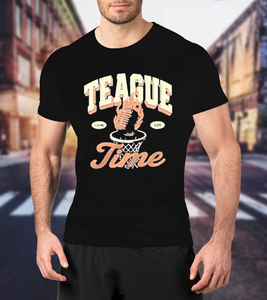 Teague Time Basketball Flaming Ball Hoop Club 520 T-Shirt