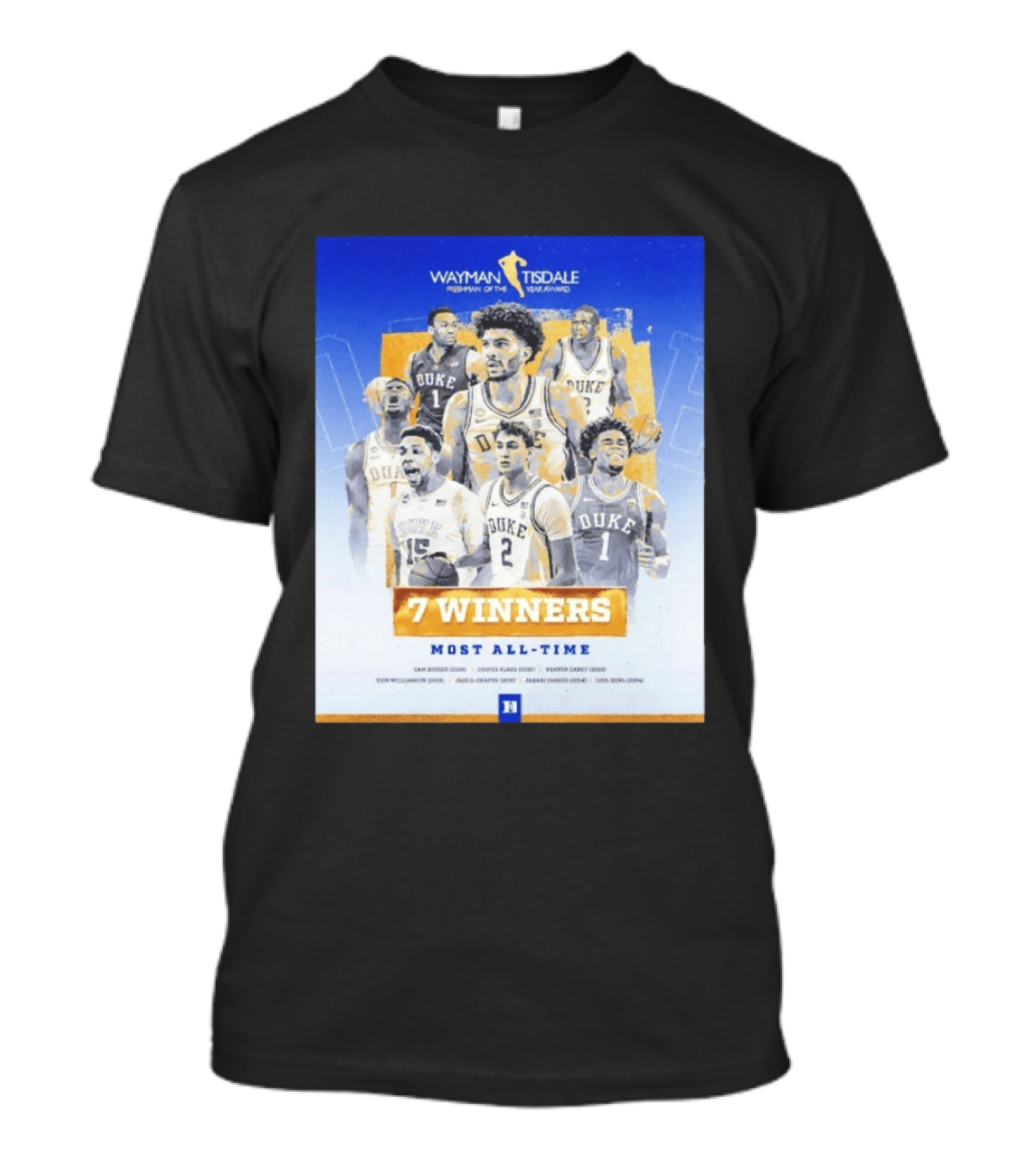 Wayman Tisdale Freshman Of The Year Award Duke Blue Devils 7 Winners Most All Time T-Shirt
