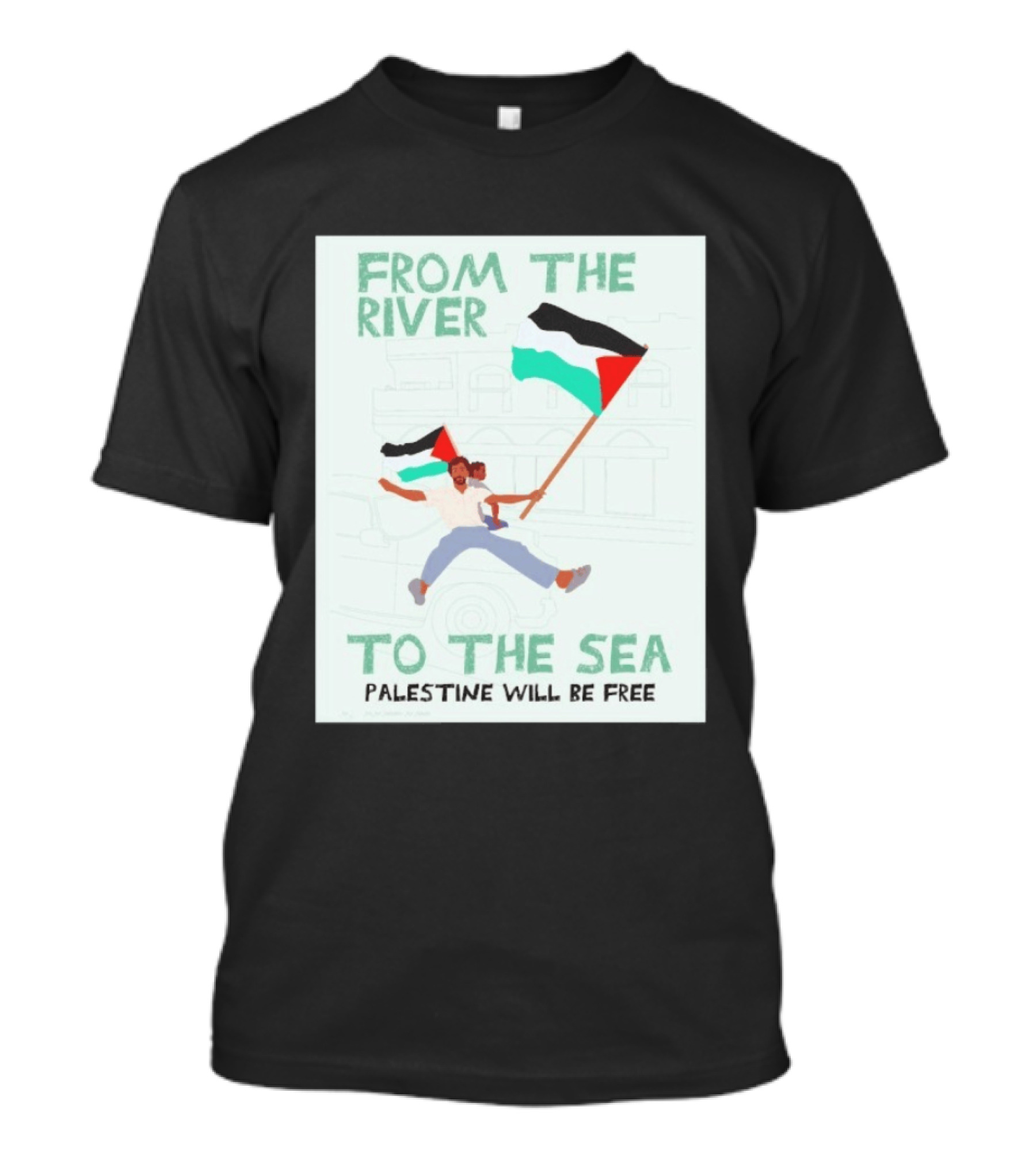 From The River To The Sea Palestine Will Be Free Flag Person Holding Child T-Shirt