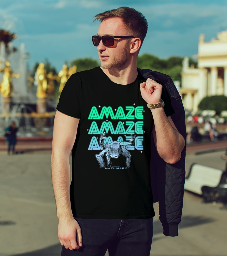 Amaze Amaze Amaze Project Hail Mary Rocky Alien Neon T-Shirt