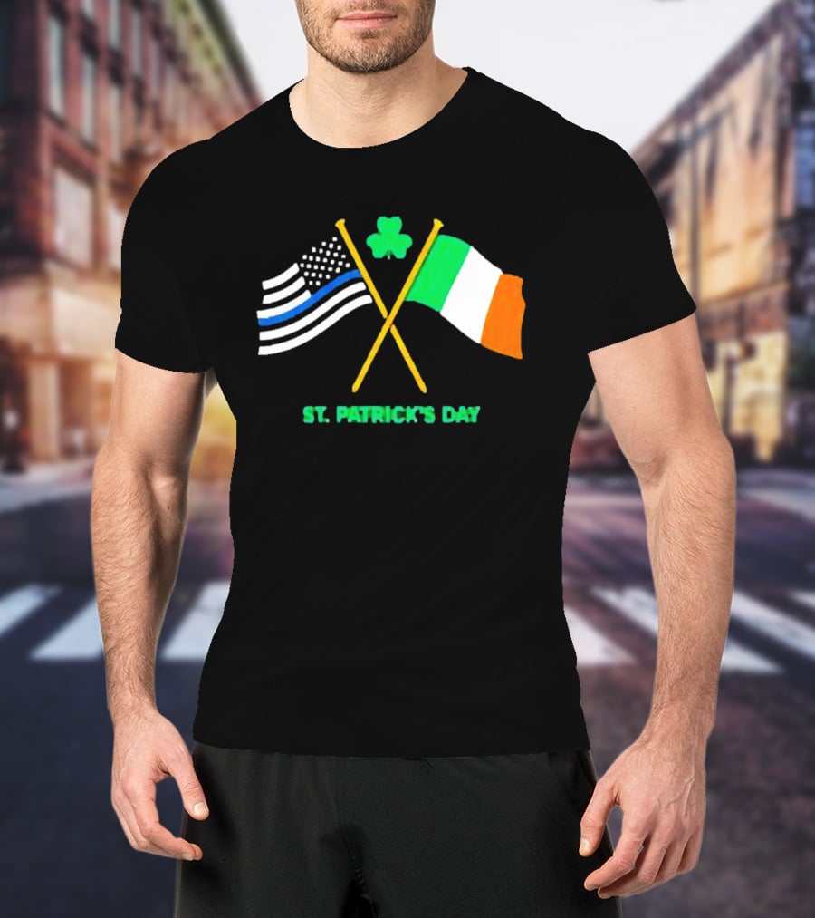 St. Patrick's Day American And Irish Flag Shamrock Celebration T-Shirt