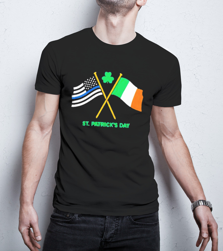 St. Patrick's Day American And Irish Flag Shamrock Celebration T-Shirt