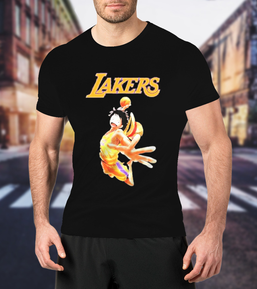 One Piece Luffy Basketball Lakers Crossover Collaboration T-Shirt