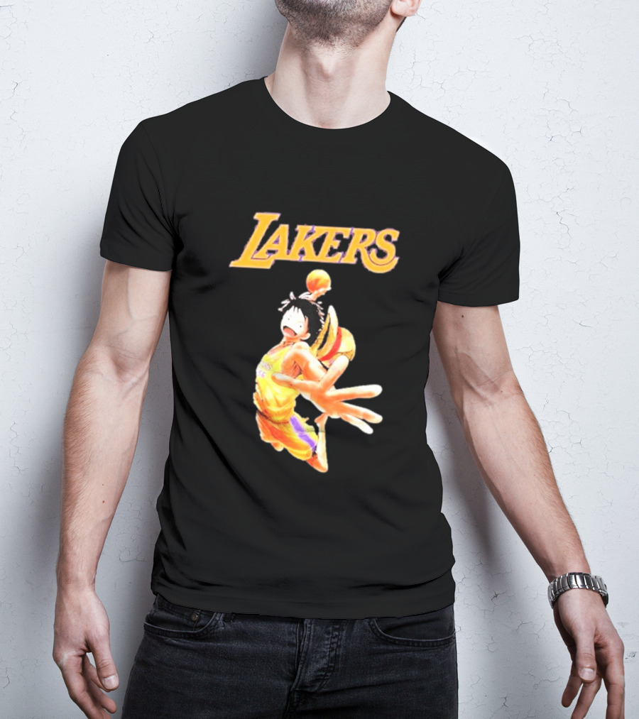 One Piece Luffy Basketball Lakers Crossover Collaboration T-Shirt