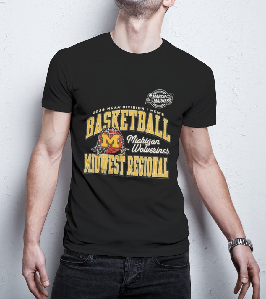 2026 NCAA Division I Men's Basketball Michigan Wolverines Midwest Regional T-Shirt
