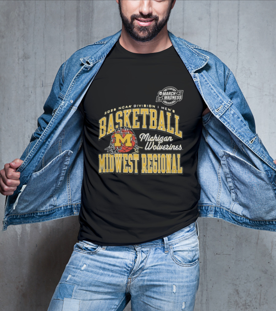2026 NCAA Division I Men's Basketball Michigan Wolverines Midwest Regional T-Shirt