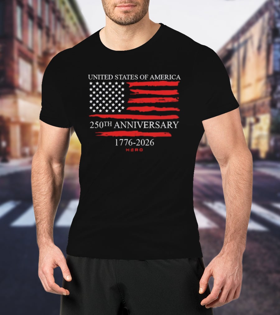 United States Of America 250th Anniversary 1776 2026 With US Flag Hero T-Shirt