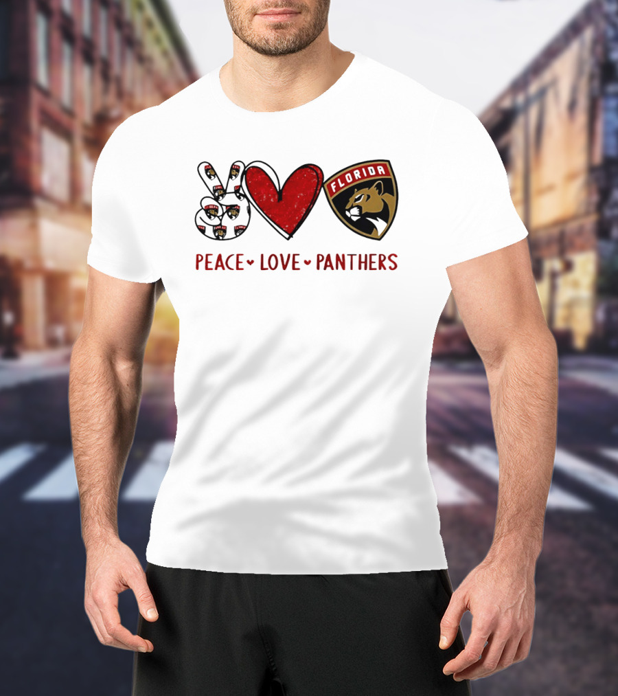 Peace Heart Florida Panthers NHL Fan Gear T-Shirt