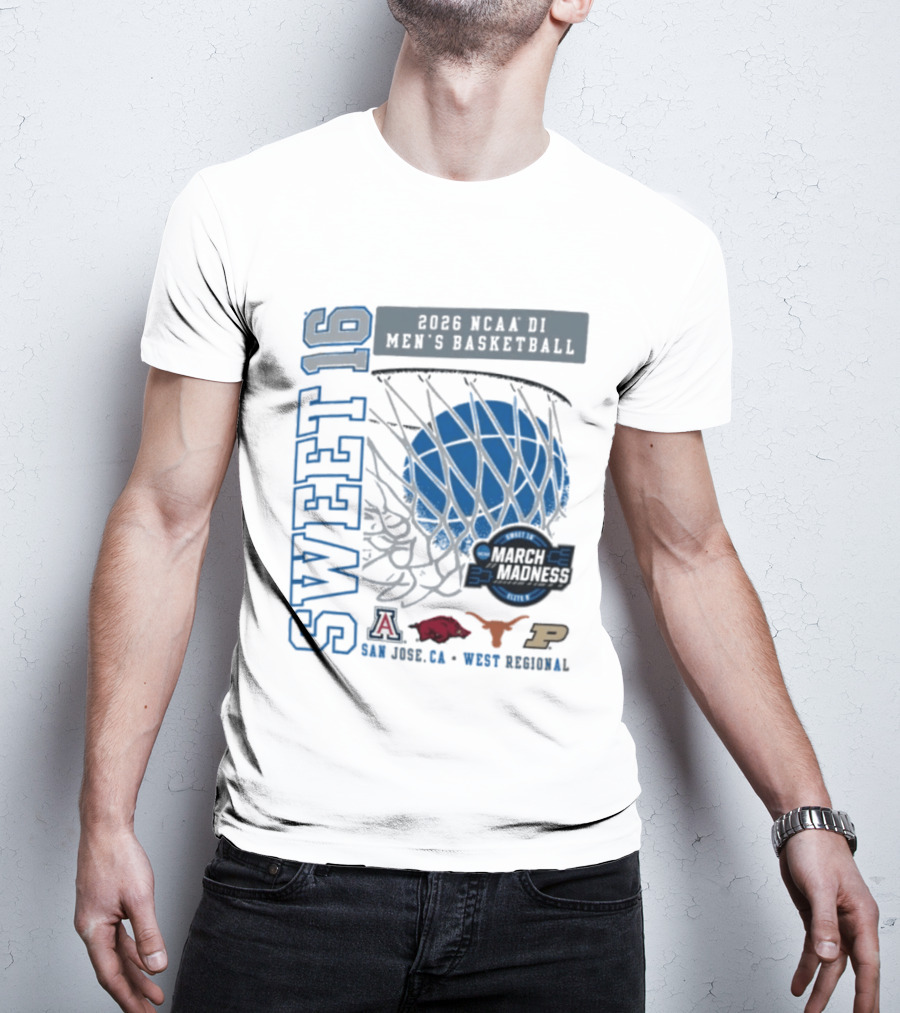 Sweet 16 March Madness 2026 NCAA DI Men's Basketball Tournament San Jose CA West Regional T-Shirt