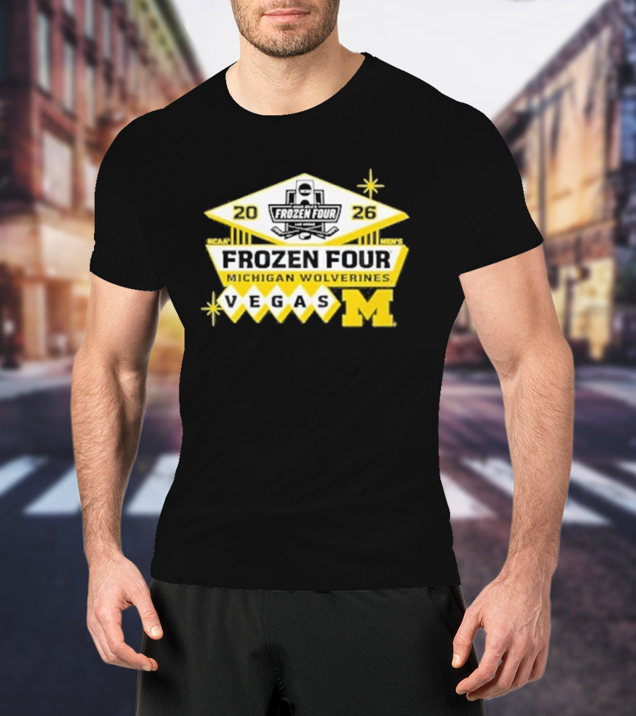 2026 NCAA Men's Ice Hockey Frozen Four Michigan Wolverines Vegas T-Shirt