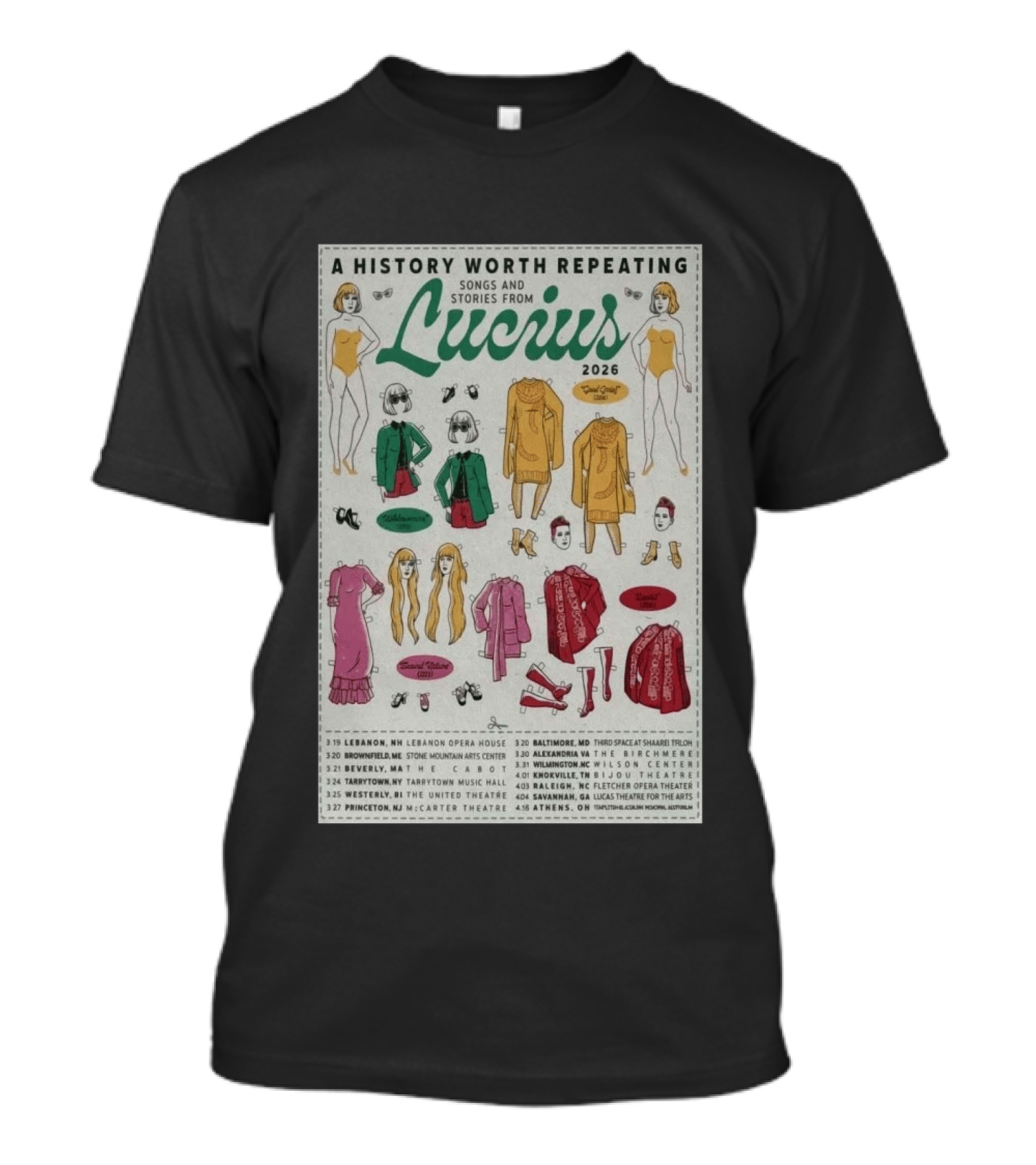 A History Worth Repeating Songs And Stories Lucius 2026 Tour Dates Fashion Paper Dolls T-Shirt