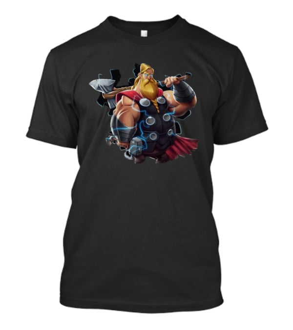 Avenger Endgame Fat Thor Double Hammer Electric Lightning T-Shirt