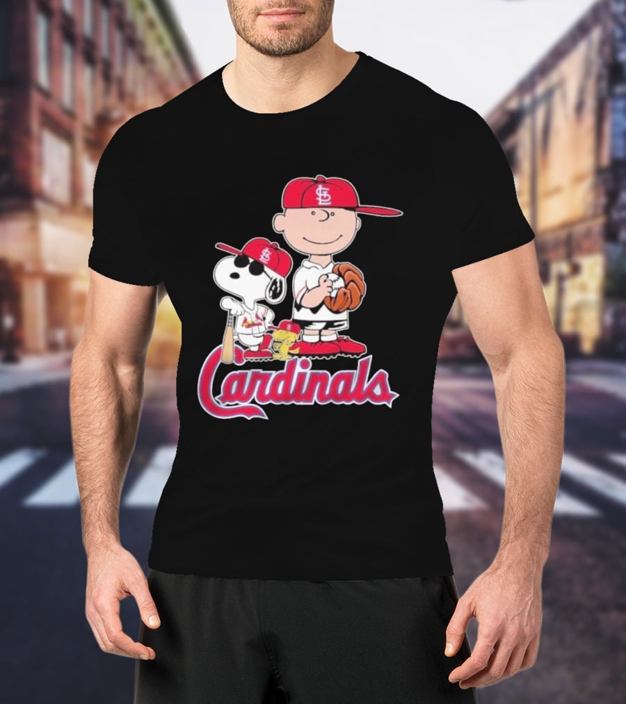 St. Louis Cardinals Peanuts Snoopy Charlie Brown Woodstock Baseball T-Shirt